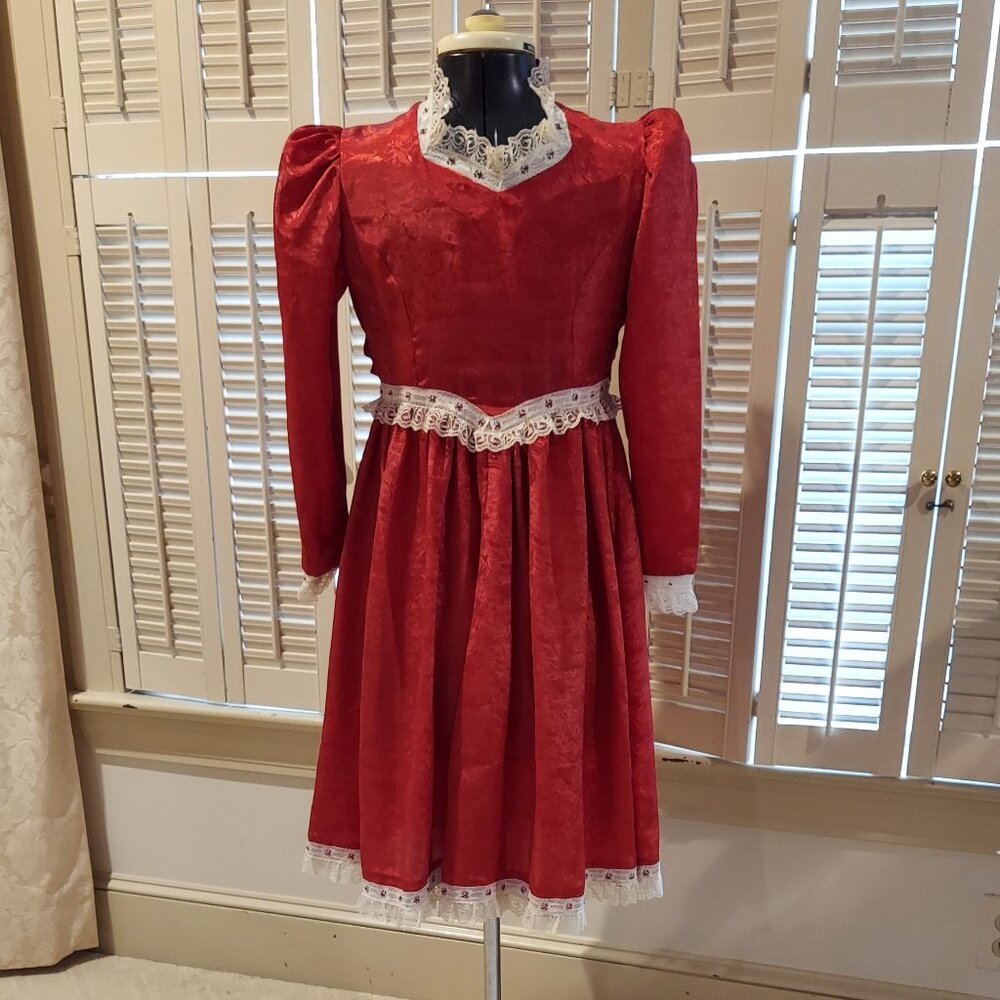 Vintage Pretty Handmade by Granny Laced & Beaded Girl's Christmas Dress